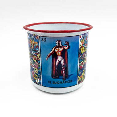 8oz EL LUCHADOR LOTERIA TIN MUG WITH HANDLE