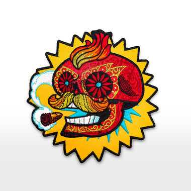 DIA DE LOS MUERTOS CALAVERA SEÑOR FUEGO 4" EMBROIDERED PATCH