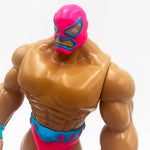 KING JAGUAR 8.25” LUCHADOR ELECTRIC PINK & BLUE CUSTOM PAINTED SOFT VINYL FIGURE