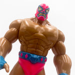 KING JAGUAR 8.25” LUCHADOR ELECTRIC PINK & BLUE CUSTOM PAINTED SOFT VINYL FIGURE