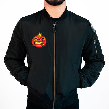 MIGHTY LUCHADOR BLACK LOGO BOMBER JACKET