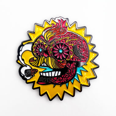 DIA DE LOS MUERTOS CALAVERA SEÑOR FUEGO 1.5" ENAMEL PIN
