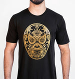 LUCHA CALAVERA GOLD AND BLACK UNISEX TSHIRT