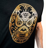 LUCHA CALAVERA GOLD AND BLACK UNISEX TSHIRT