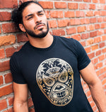 LUCHA CALAVERA GOLD AND BLACK UNISEX TSHIRT