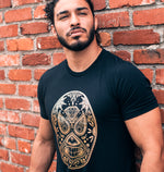 LUCHA CALAVERA GOLD AND BLACK UNISEX TSHIRT