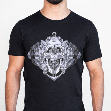SKULL ROSE GRAY UNISEX TSHIRT