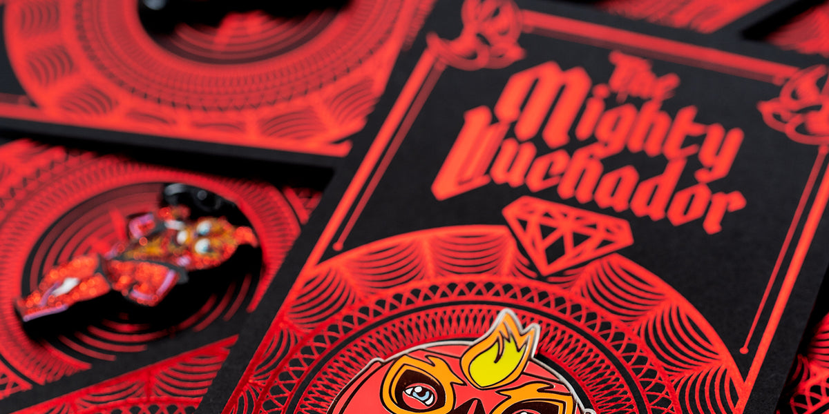 1.5″ SEÑOR FUEGO ENAMEL PIN HEAD – The Mighty Luchador